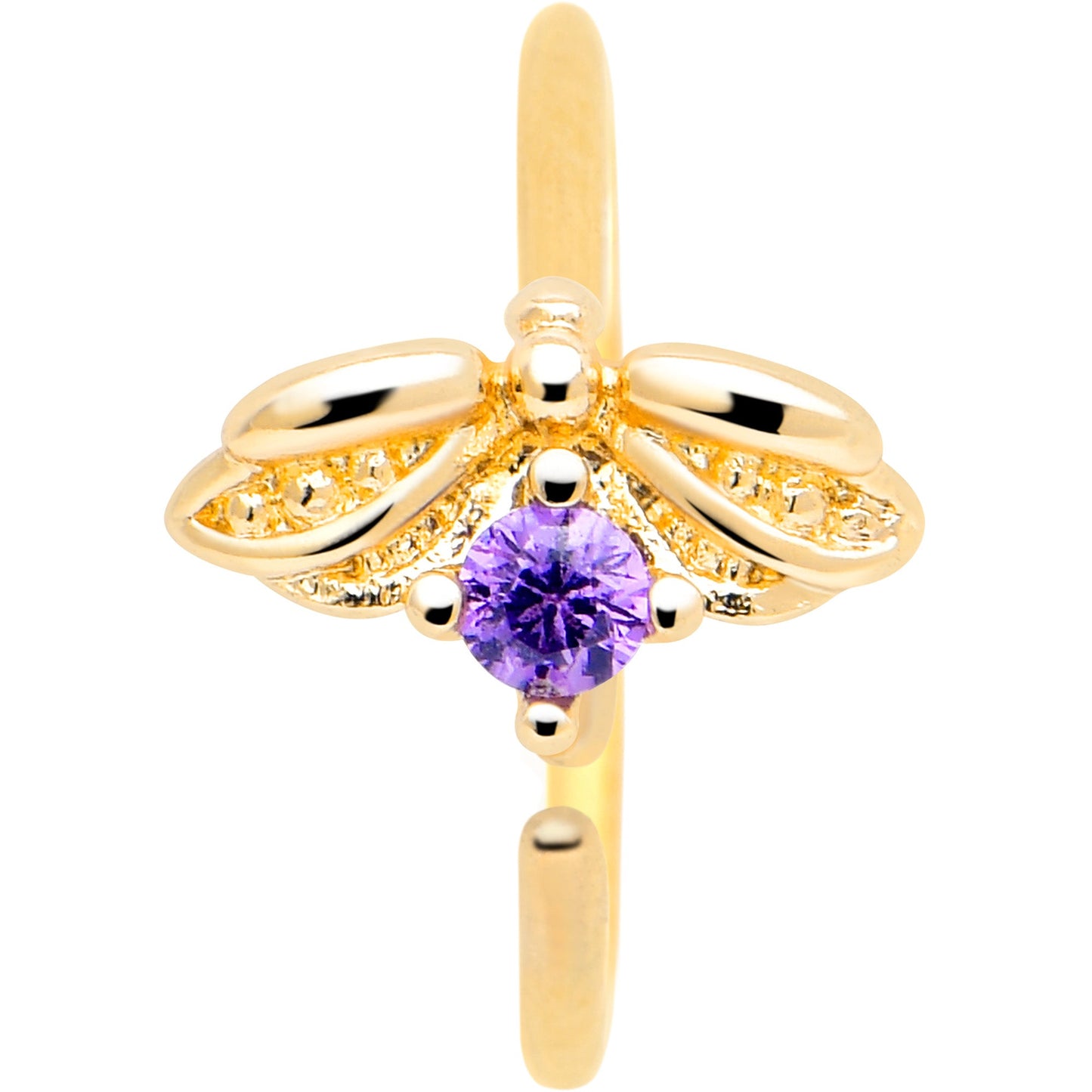 20G 5/16 Purple Gem Gold Tone Beauty Bug Nose Hoop