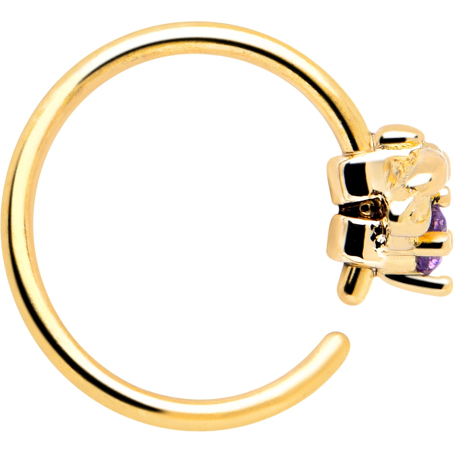 20G 5/16 Purple Gem Gold Tone Beauty Bug Nose Hoop