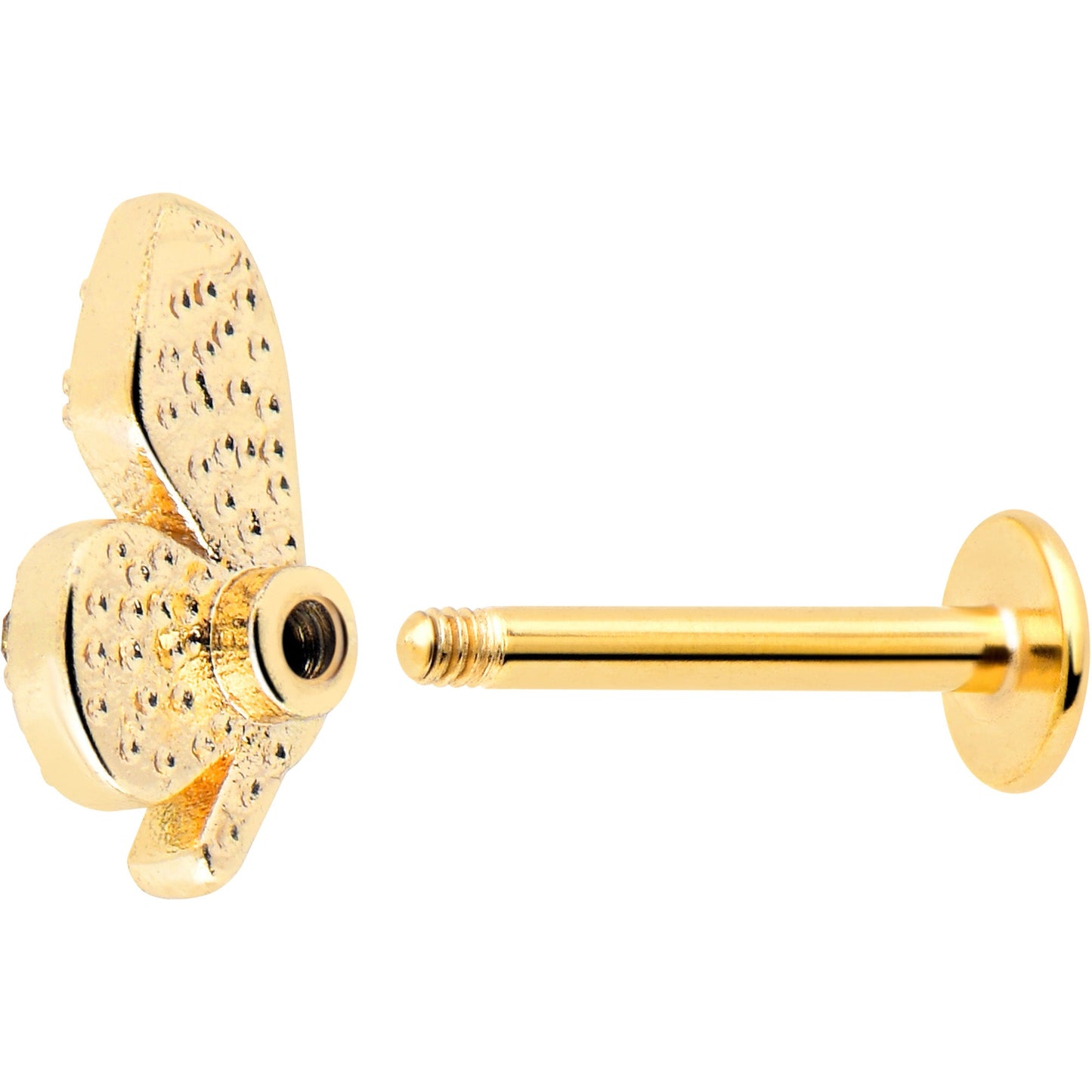 16G 5/16 Red Blue Gem Gold Tone Butterfly Labret Monroe Tragus