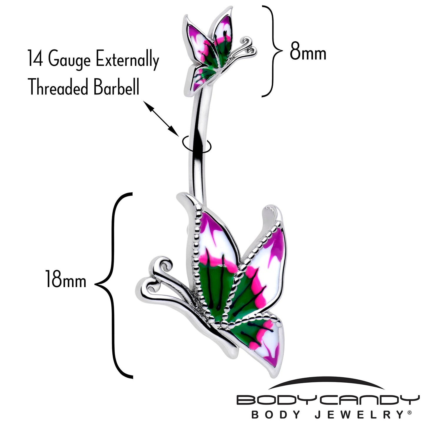 Profile Butterflies Double Mount Belly Ring