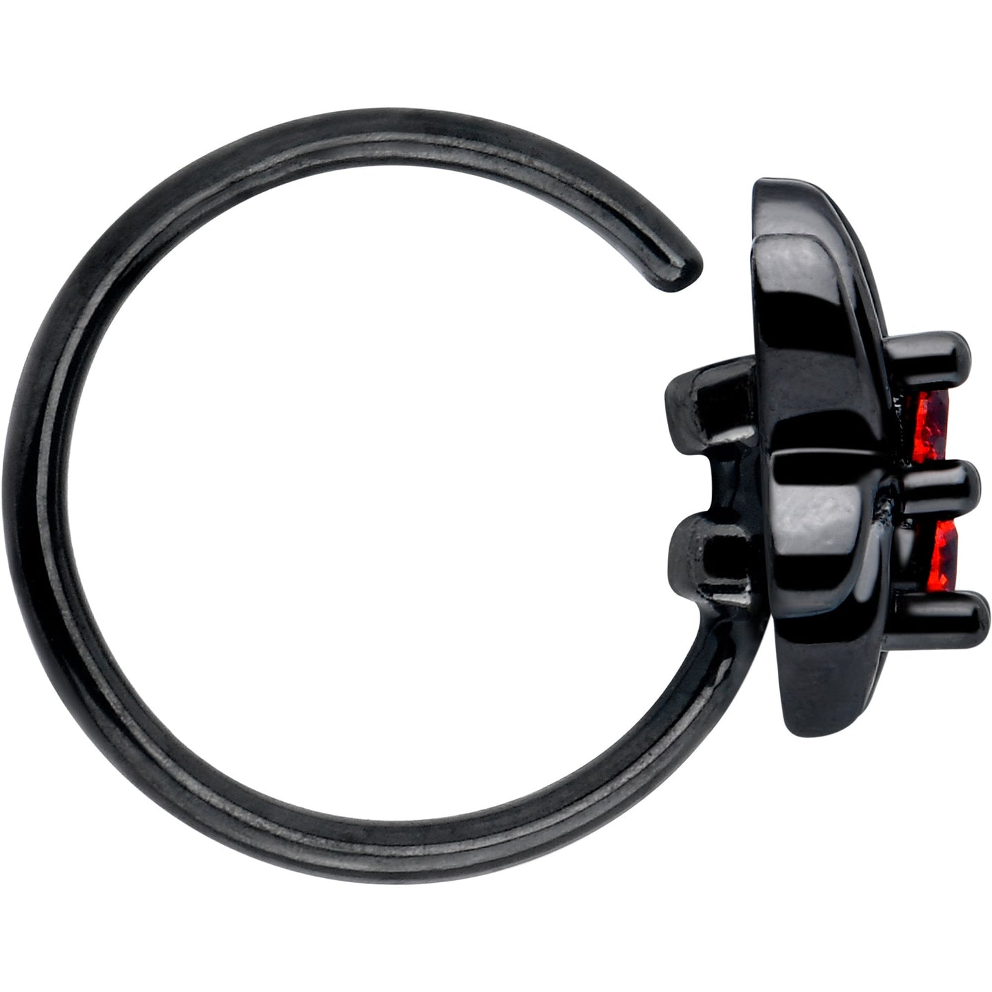 20G 5/16 Red CZ Gem Black Sleek Spider Nose Hoop