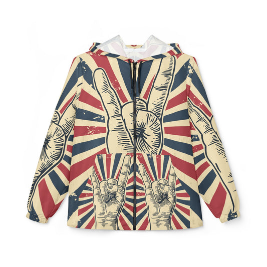 Patriotic Rock On Windbreaker Jacket - Premium Outerwear from Printify - Just $85.49! Shop now at Lizard Vigilante