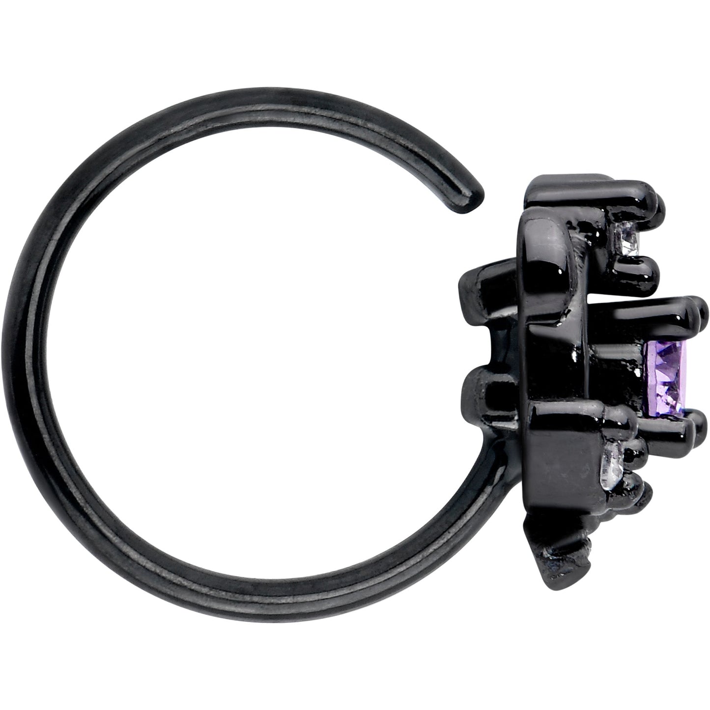 20G 5/16 Purple Gem Black Twining Vine Nose Hoop