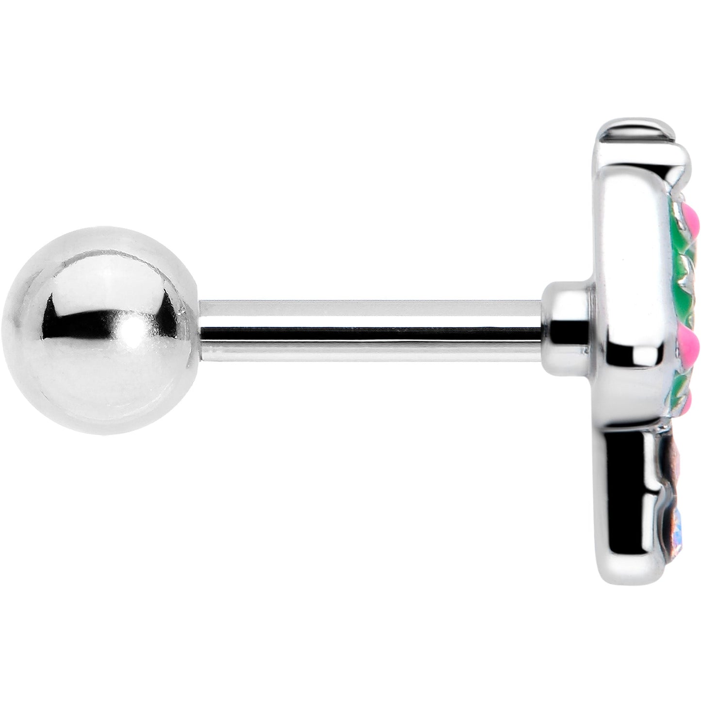 16G 1/4 Aurora Gem Fanciful Green Mushroom Cartilage Tragus Earring