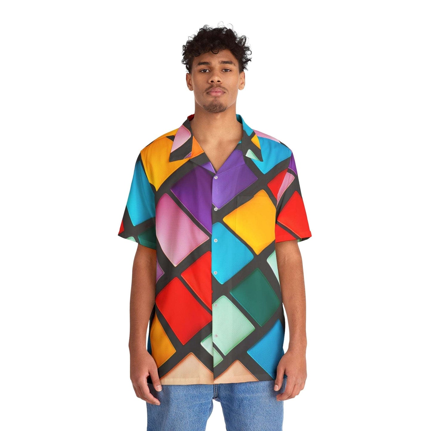 80s Buttons Men's Hawaiian Shirt - Premium All Over Prints from Printify - Just $54.59! Shop now at Lizard Vigilante