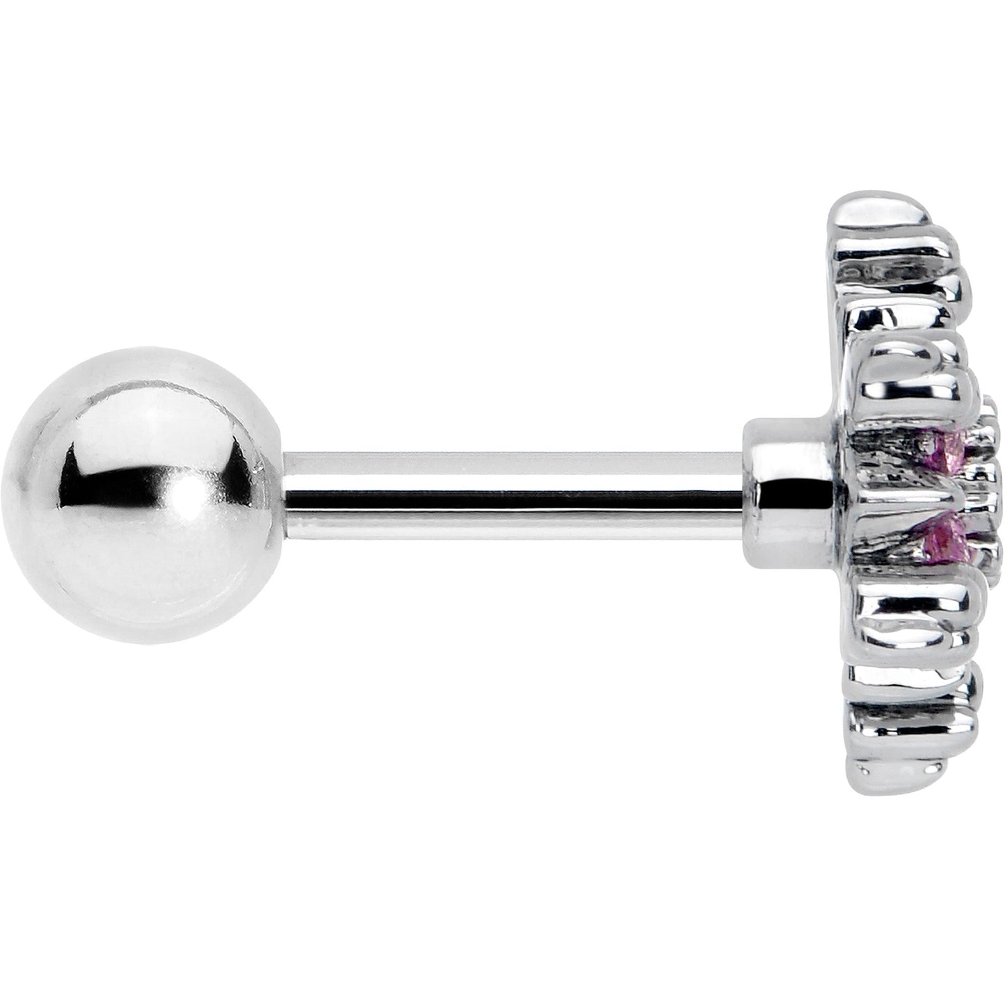 16G 1/4 Pink CZ Gem Glam Snowflake Cartilage Tragus Earring