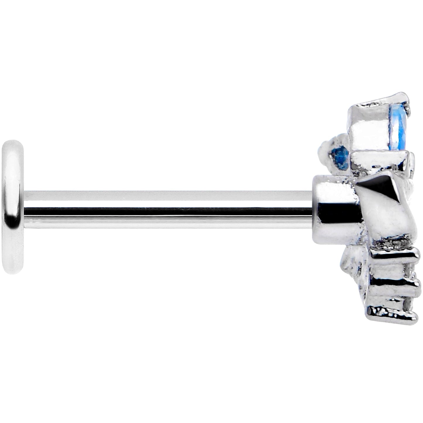 16G 5/16 Blue CZ Gem Swirl Fan Labret Monroe Tragus