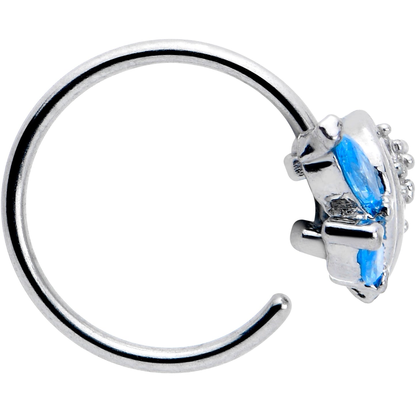 20G 5/16 Blue CZ Gem Swirl Fan Nose Hoop