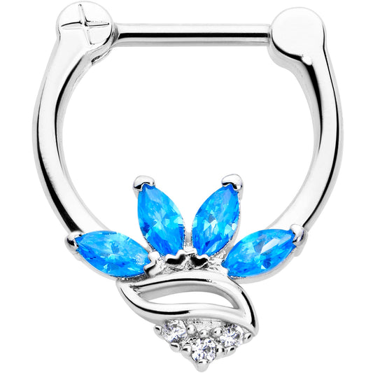 16G 5/16 Blue CZ Gem Swirl Fan Cartilage Clicker