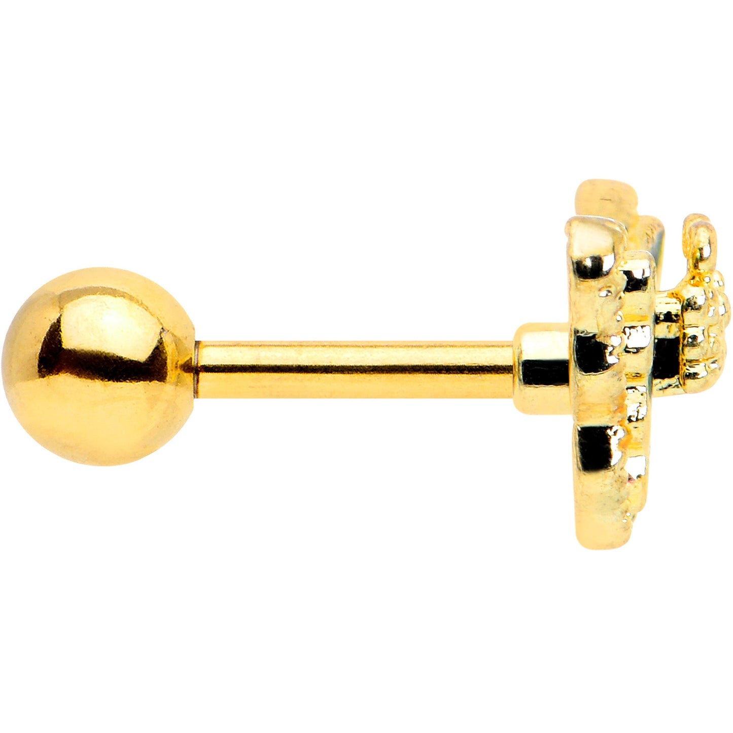 16G 1/4 Vitrail Gem Gold Tone Classic Butterfly Cartilage Earring