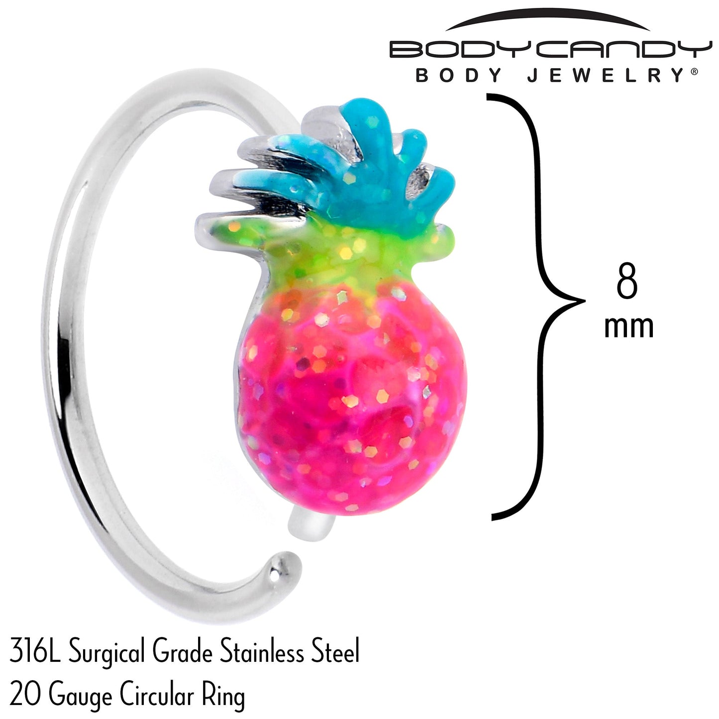 20G 5/16 Hot Tropical Pineapple Nose Hoop