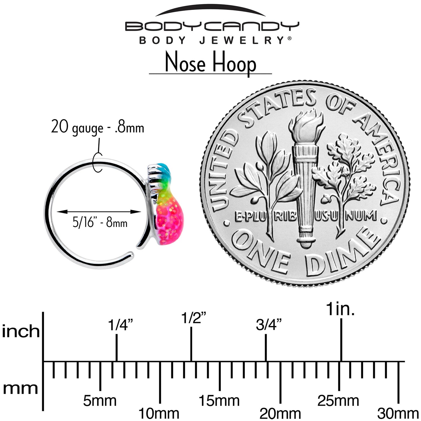 20G 5/16 Hot Tropical Pineapple Nose Hoop