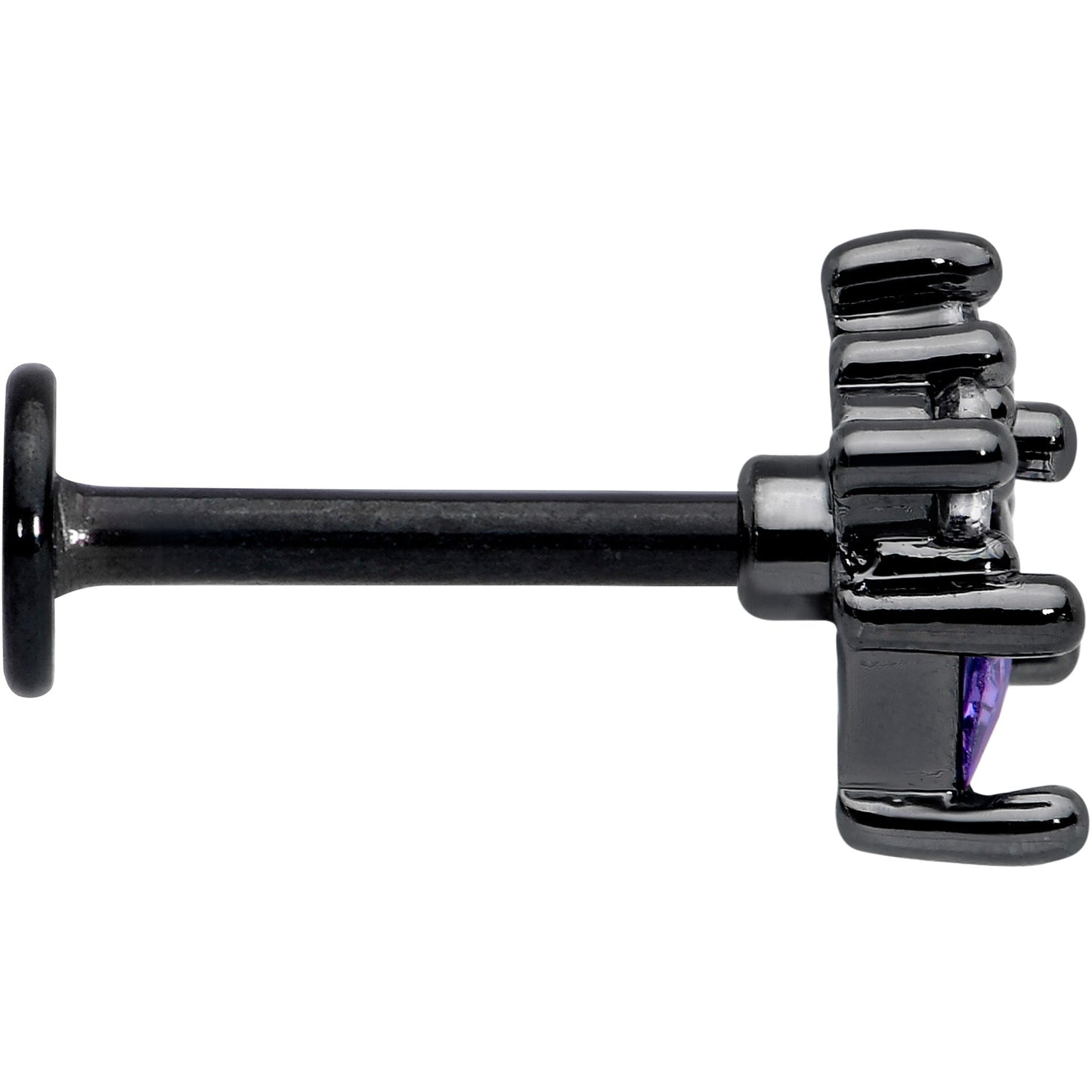 16G 5/16 Purple CZ Gem Black Rhombus Riot Labret Monroe Tragus