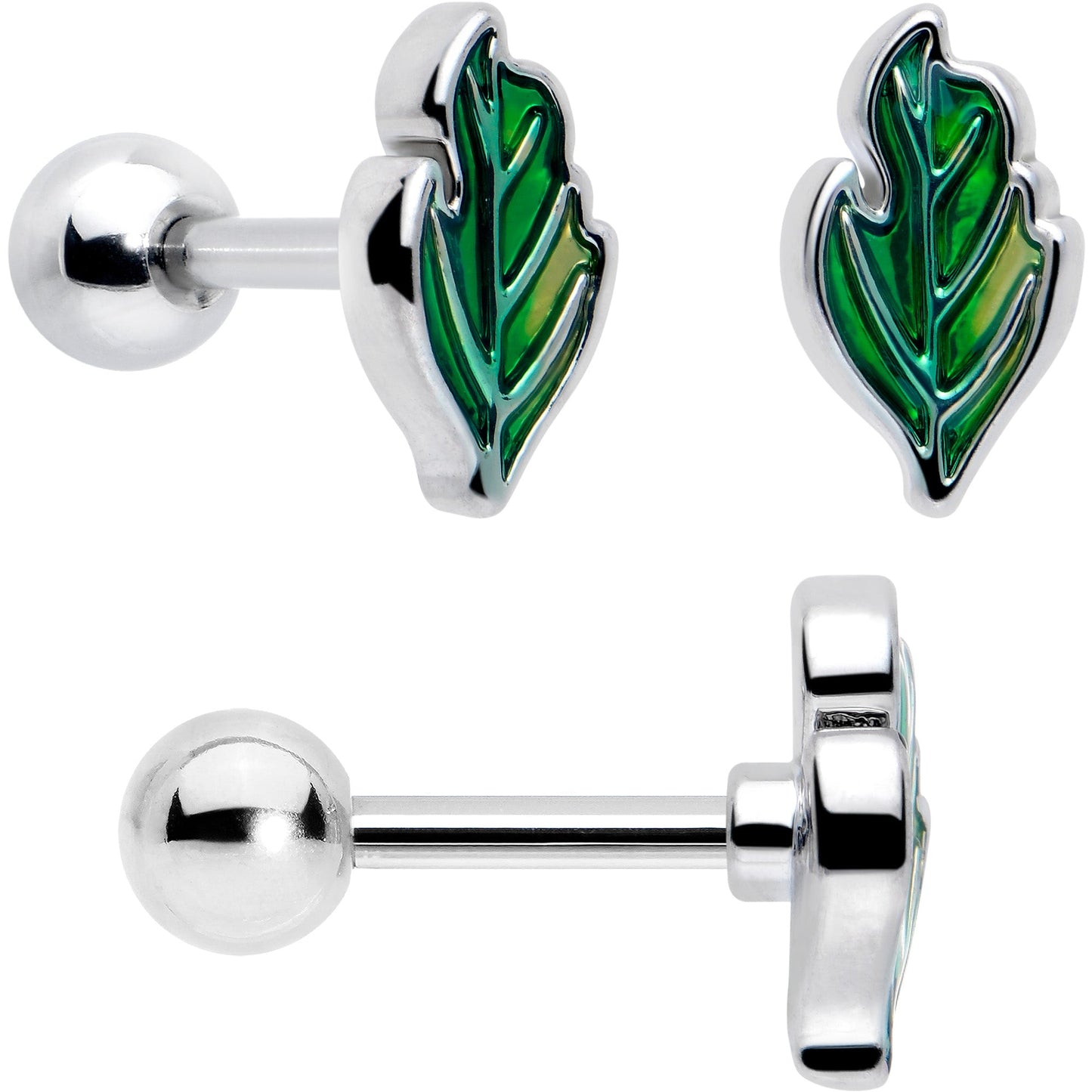 16G 1/4 Ladybug Hippie Flower Cartilage Tragus Earring Set of 3