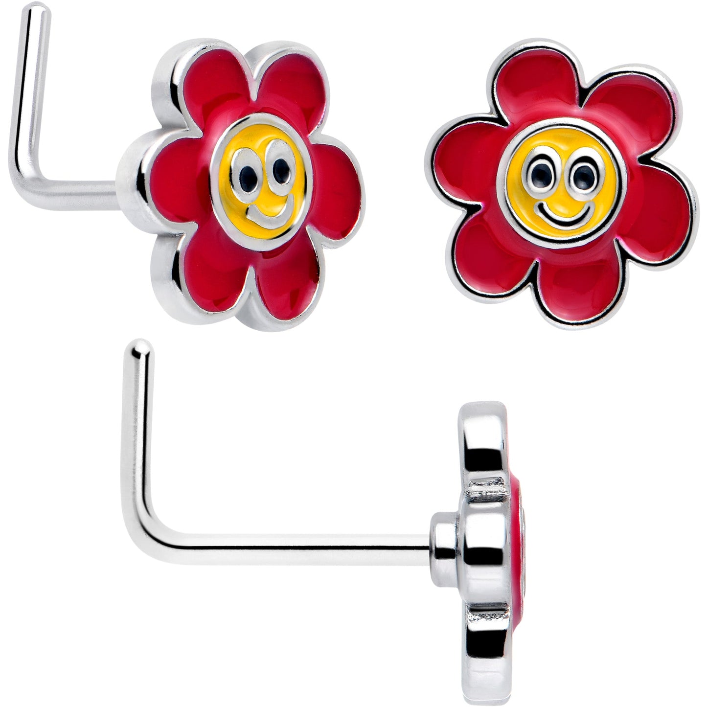 20G Ladybug Hippie Flower Nose Ring Set of 3