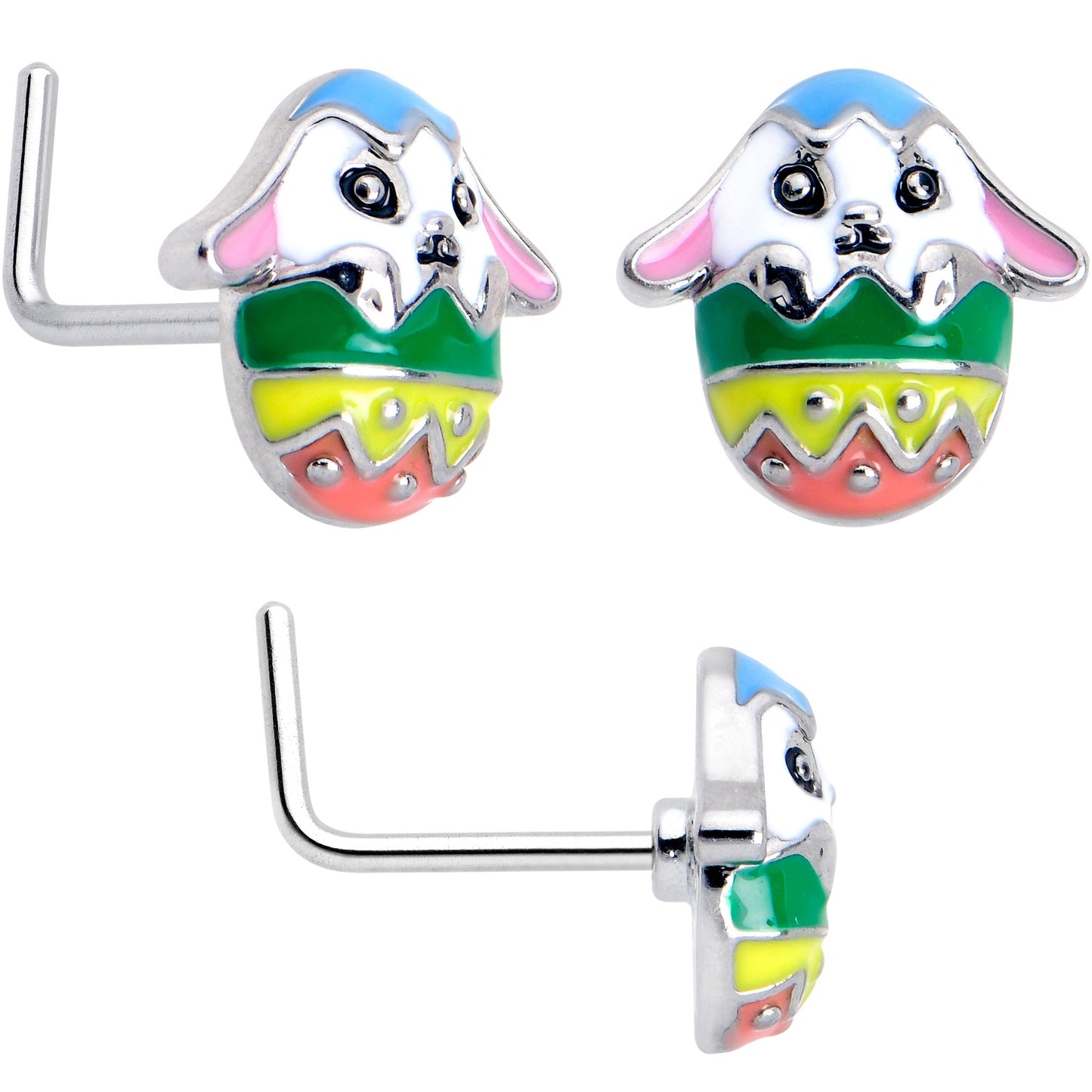 20G 7mm Easter Egg Bunny L Shape Nose Ring Set of 3
