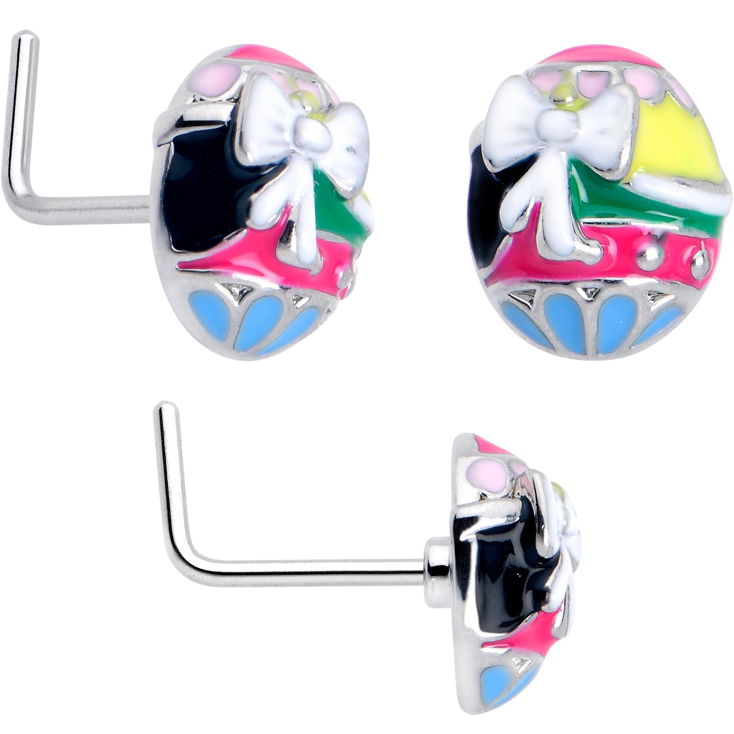 20G 7mm Easter Egg Bunny L Shape Nose Ring Set of 3