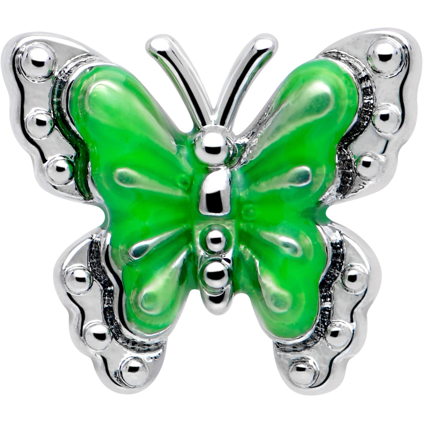 16G 1/4 Butterfly Green Splash Cartilage Tragus Earring