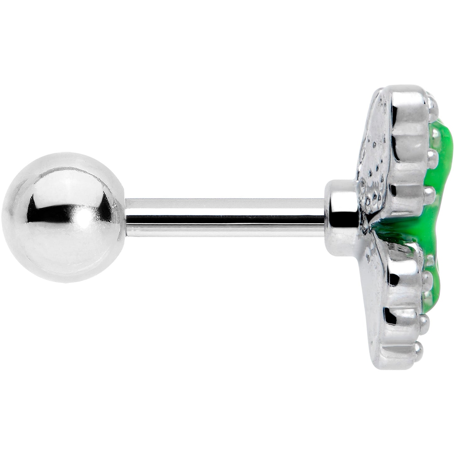 16G 1/4 Butterfly Green Splash Cartilage Tragus Earring