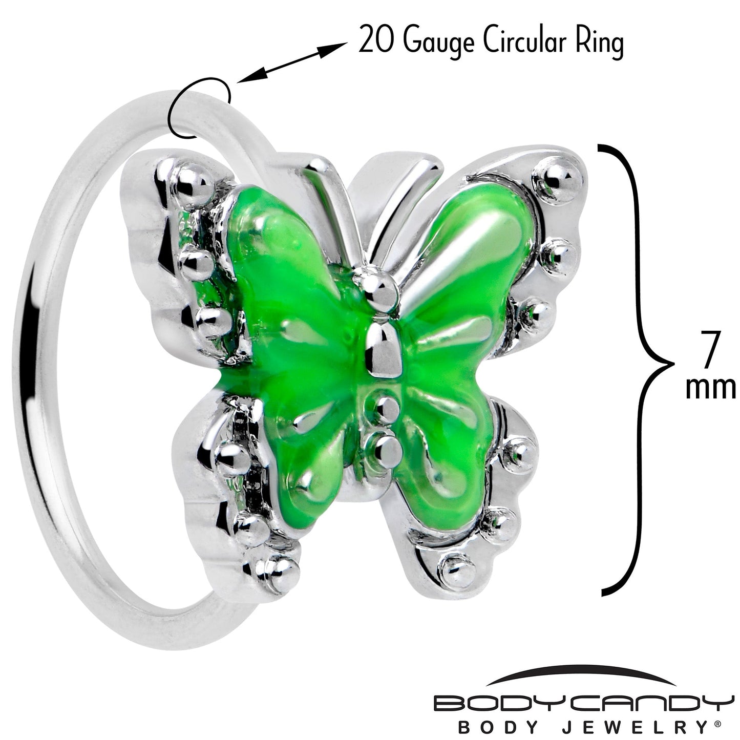 20G 5/16 Butterfly Green Splash Nose Hoop