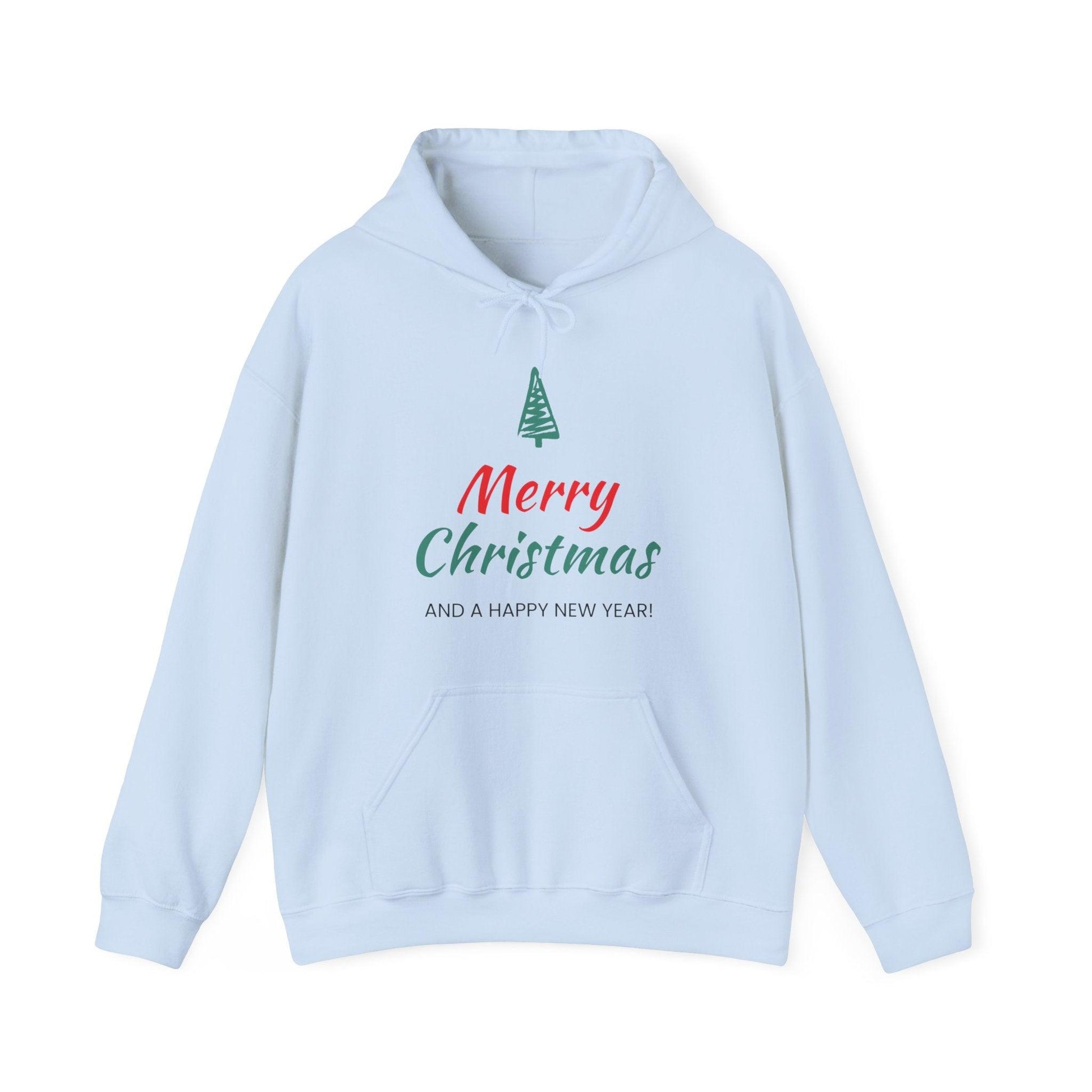 Merry Christmas AND A HAPPY NEW YEAR w Tree Unisex Heavy Blend™ Hooded Sweatshirt - Lizard Vigilante