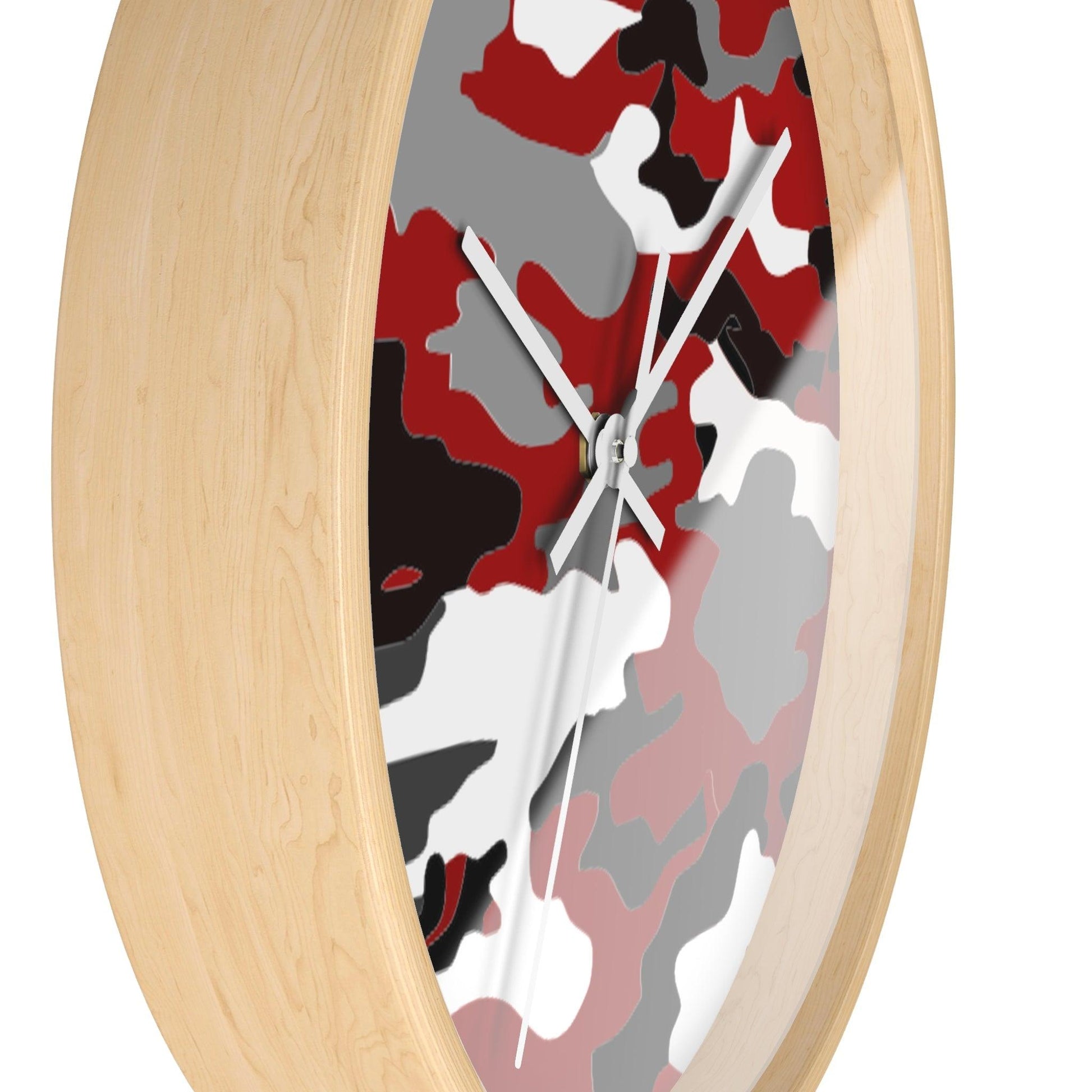 Red Black White Camo Wall Clock - Lizard Vigilante