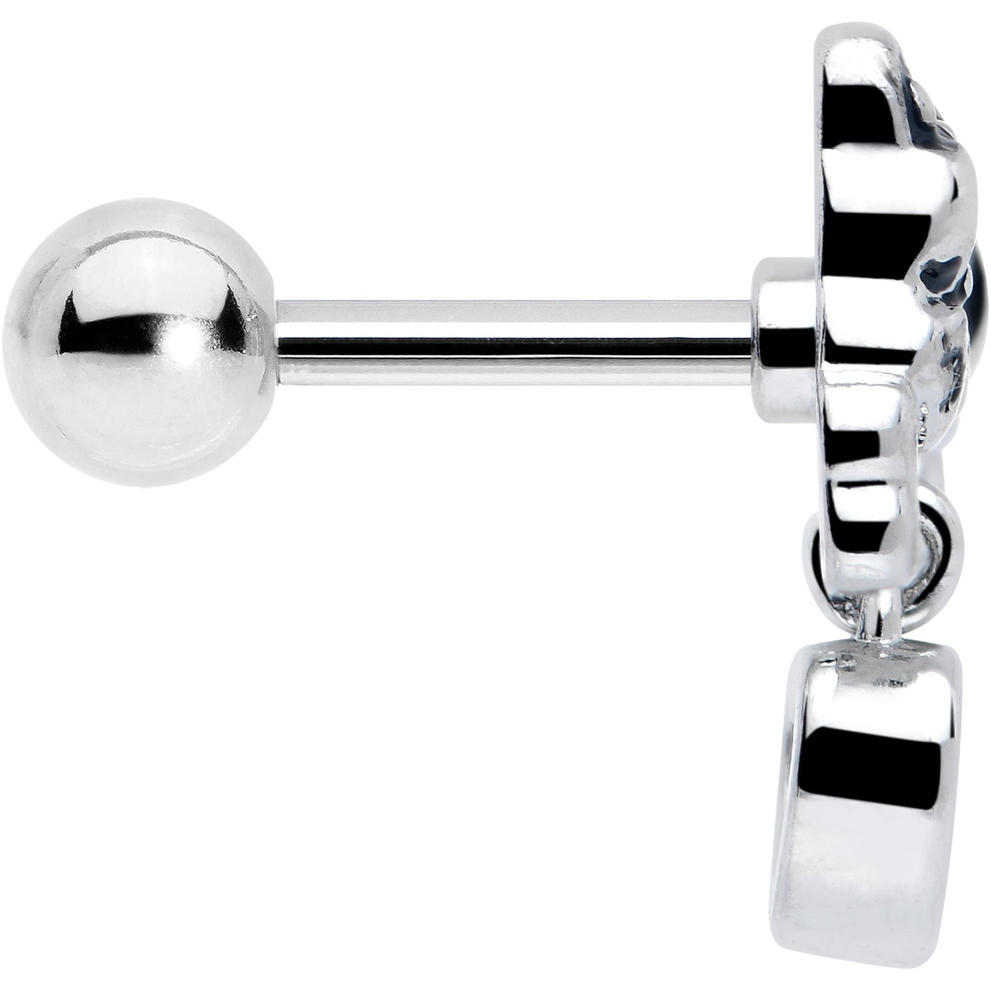 16G 1/4 Pink CZ Gem Sleepy French Bulldog Dangle Cartilage Earring