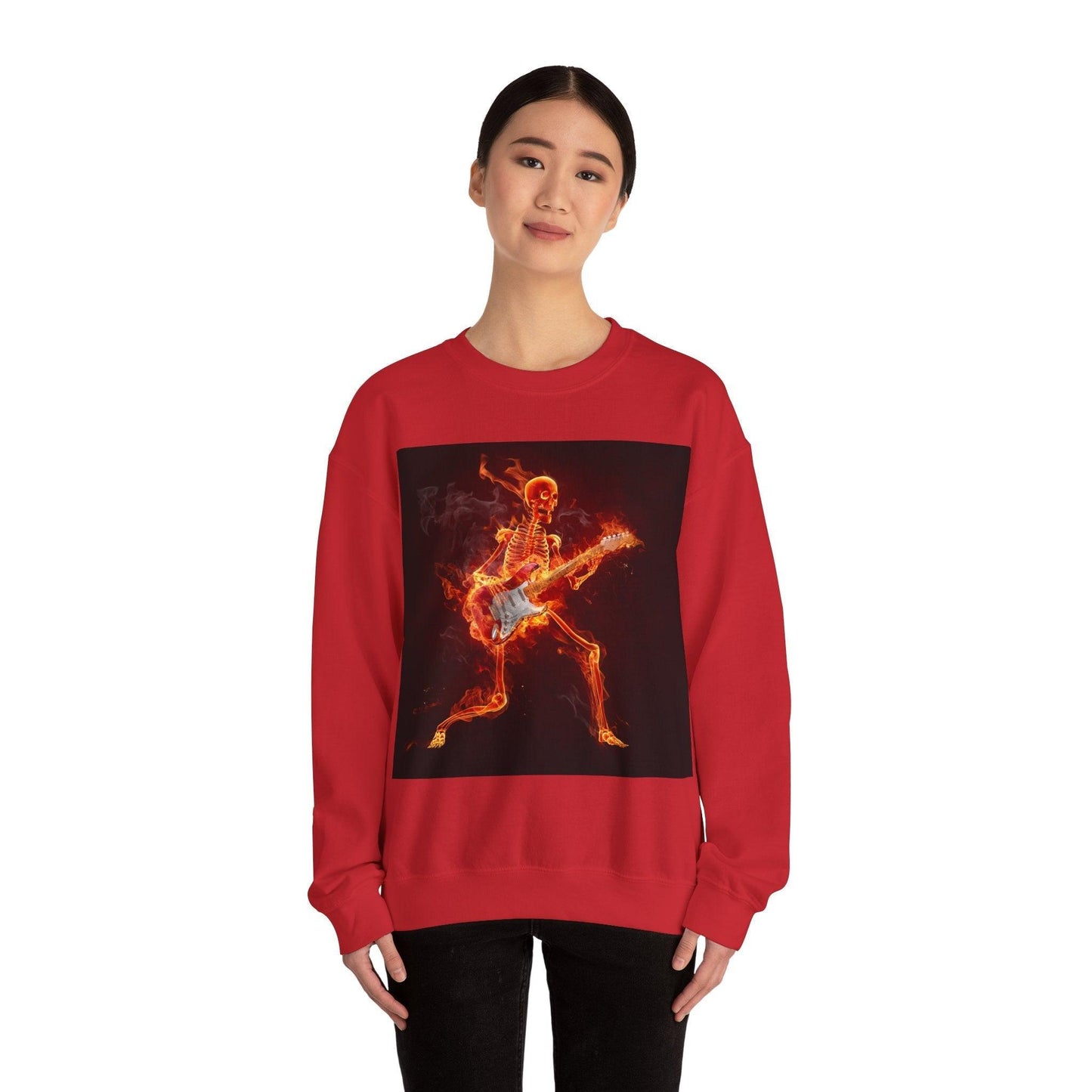 Fiery Guitarist Unisex Heavy Blend™ Crewneck Sweatshirt - Lizard Vigilante