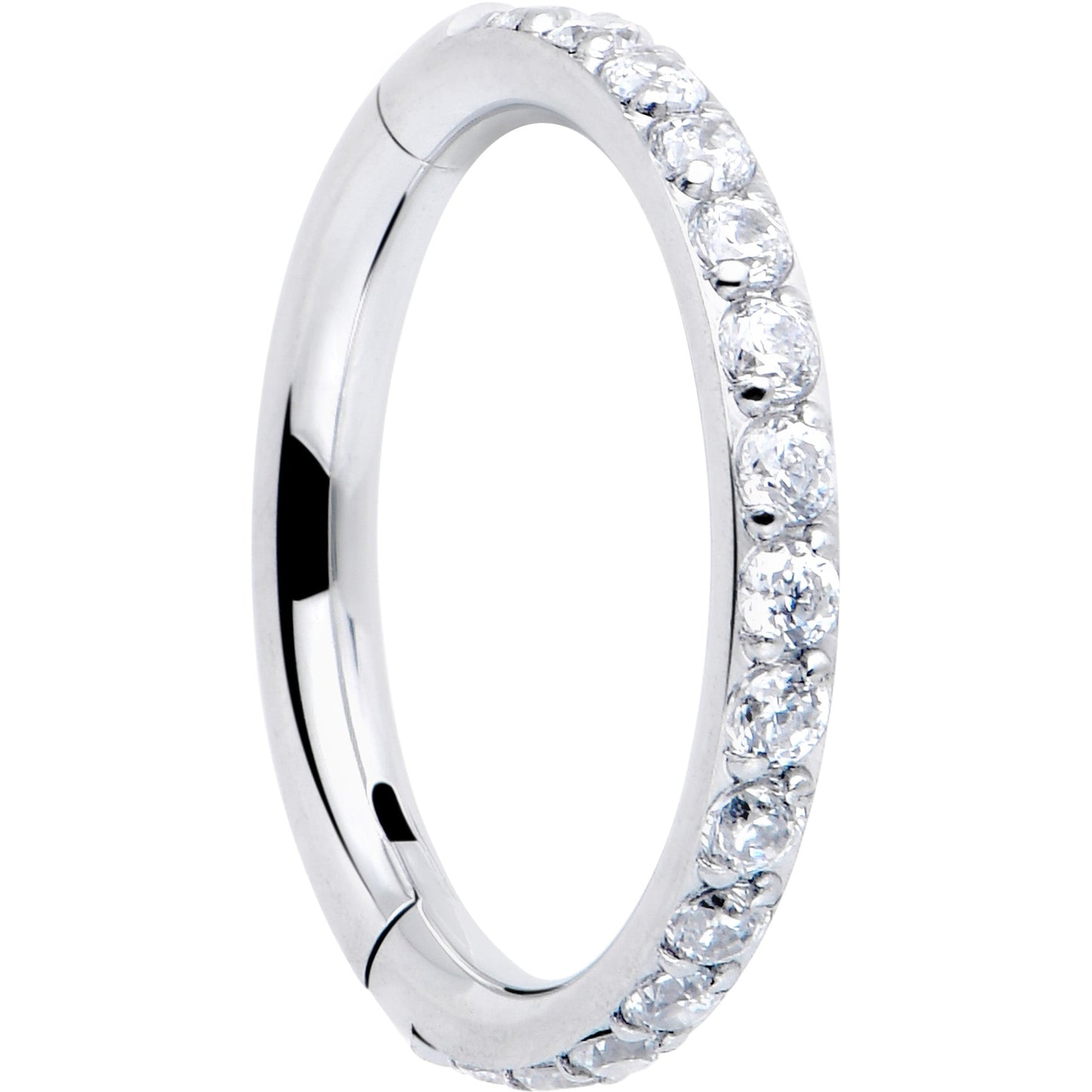16G Clear Cubic Zirconia Forward Facing Hinged Segment Ring