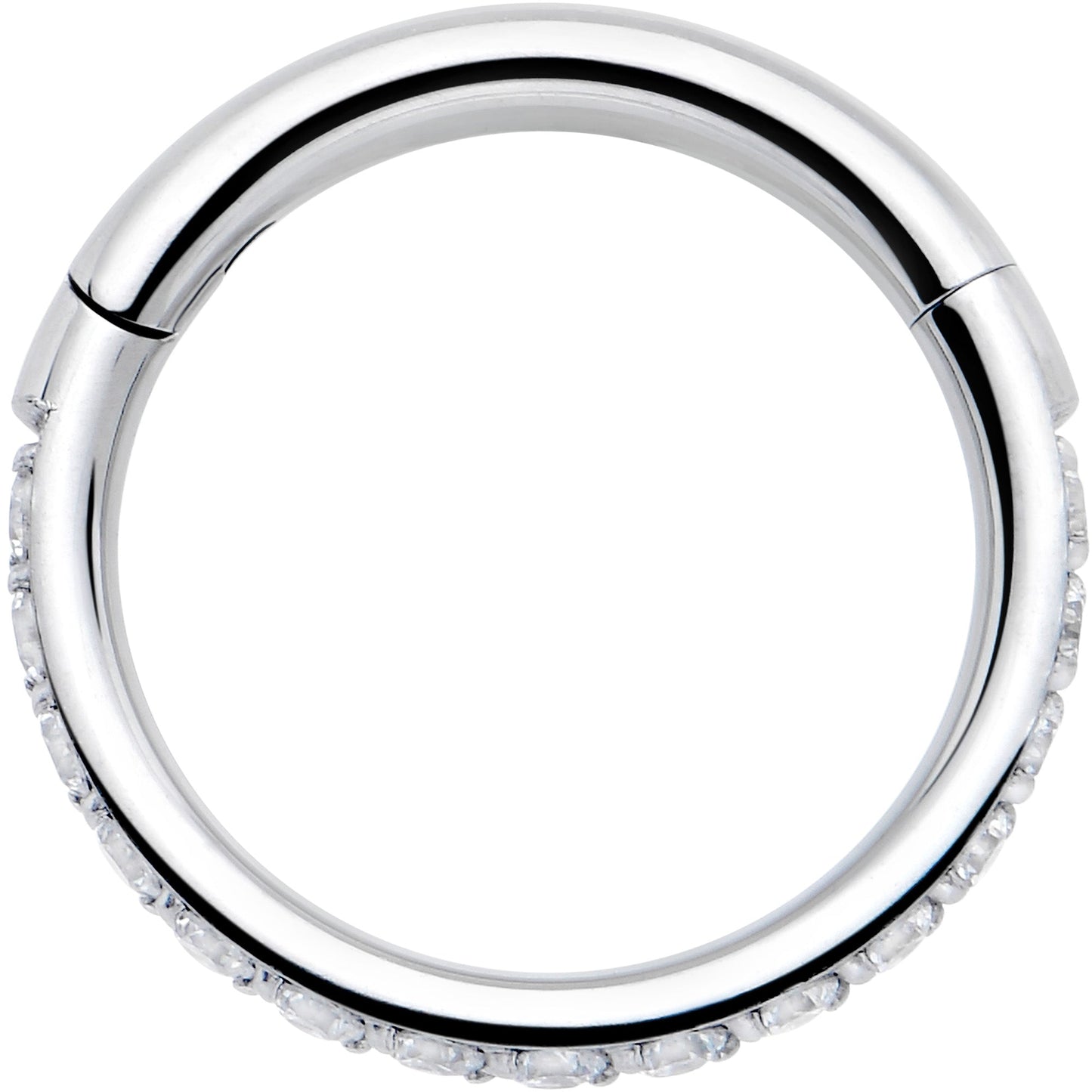 16G Clear Cubic Zirconia Forward Facing Hinged Segment Ring