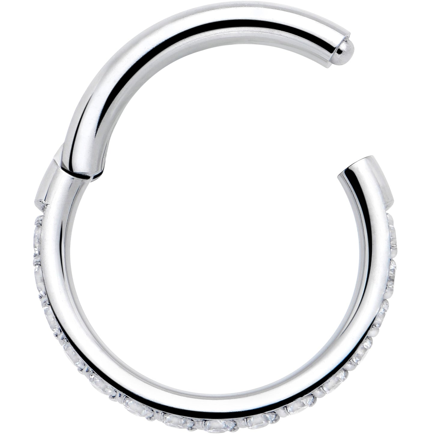 16G Clear Cubic Zirconia Forward Facing Hinged Segment Ring
