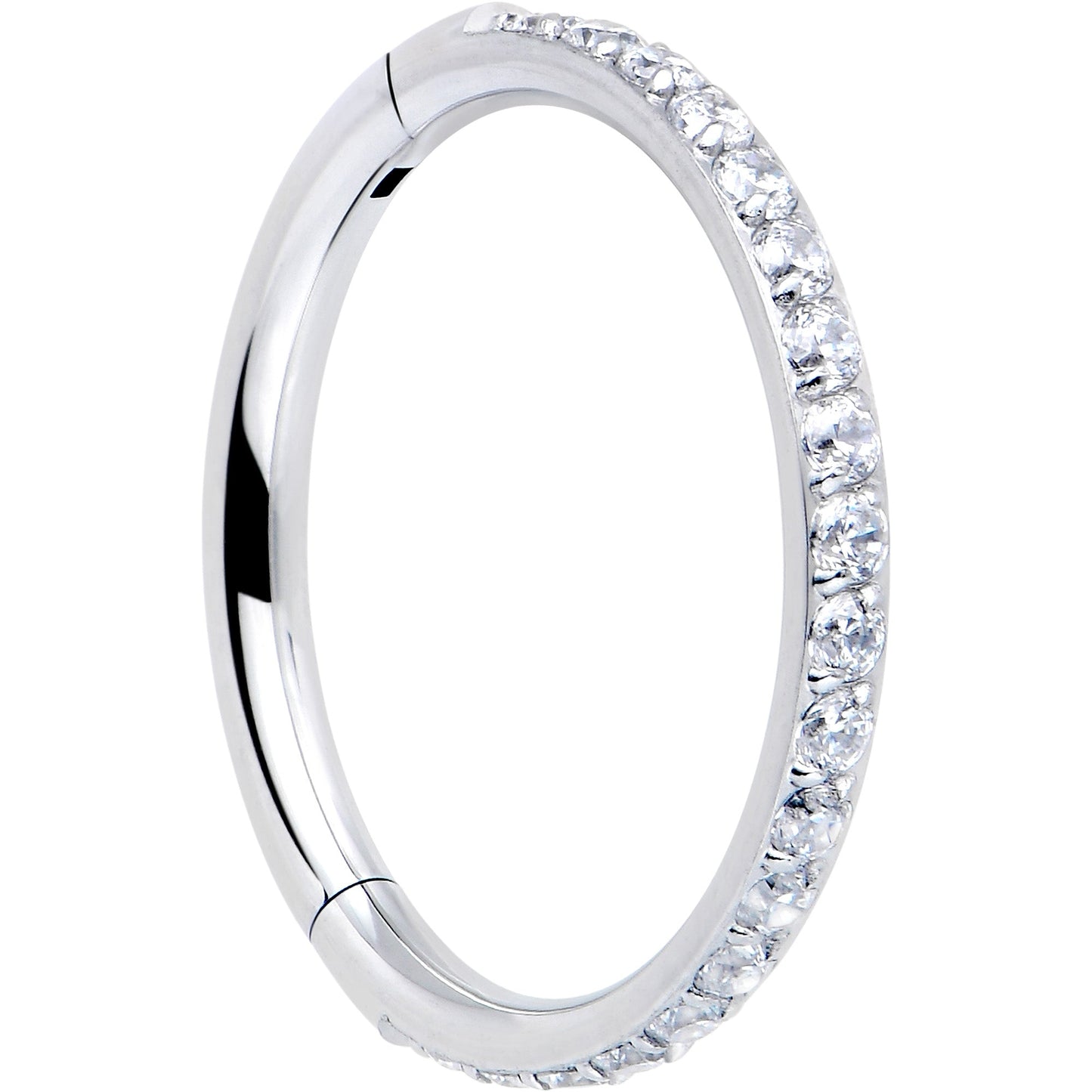 16G Clear Cubic Zirconia Forward Facing Hinged Segment Ring