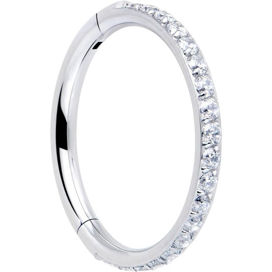 16G Clear Cubic Zirconia Forward Facing Hinged Segment Ring