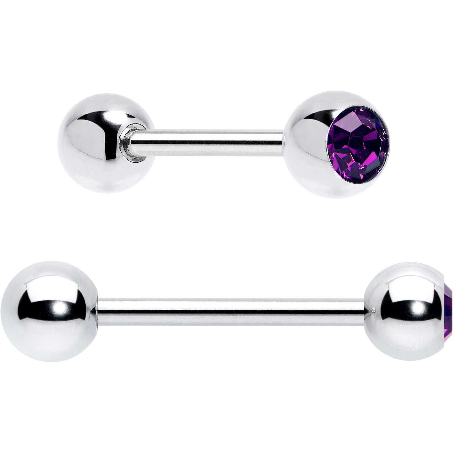Purple Clear CZ Gem Butterfly Pink Barbell Tongue Ring Set of 4