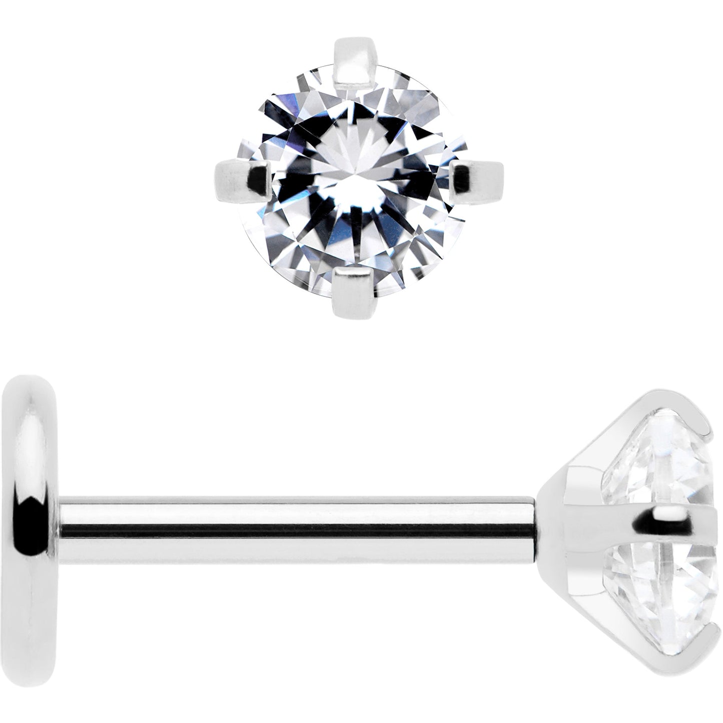 3mm CZ Gem Round Flat Back Stud Earrings - 1 Pair