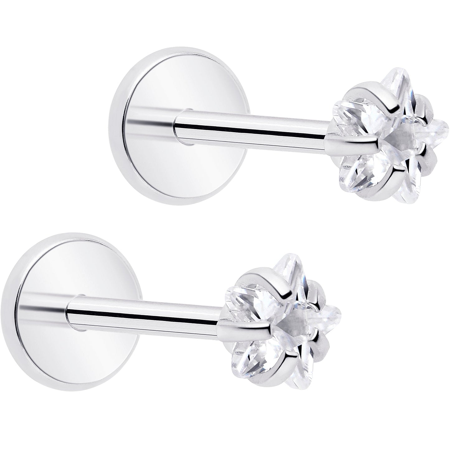 3mm CZ Star Flat Back Stud Earrings - 1 Pair