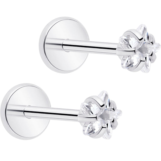 3mm CZ Star Flat Back Stud Earrings - 1 Pair