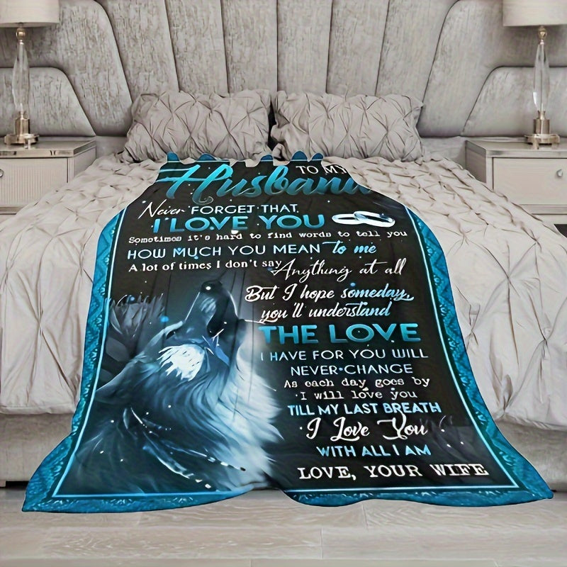 1pc Flannel Blanket, To My Husband From Wife Blanket, Soft Throw Blanket For Couch Bed Sofa And Travelling