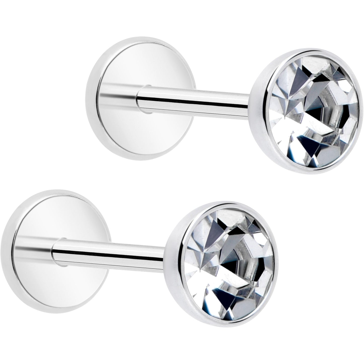 4mm CZ Gem Round Flat Back Stud Earrings - 1 Pair