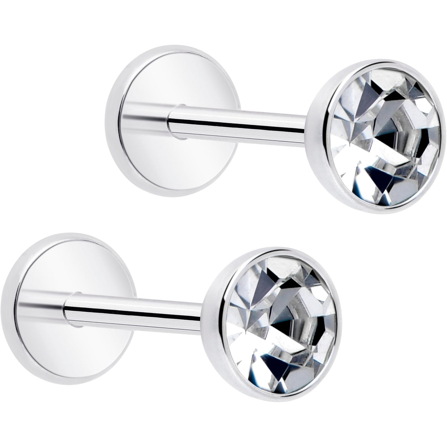 4mm CZ Gem Round Flat Back Stud Earrings - 1 Pair