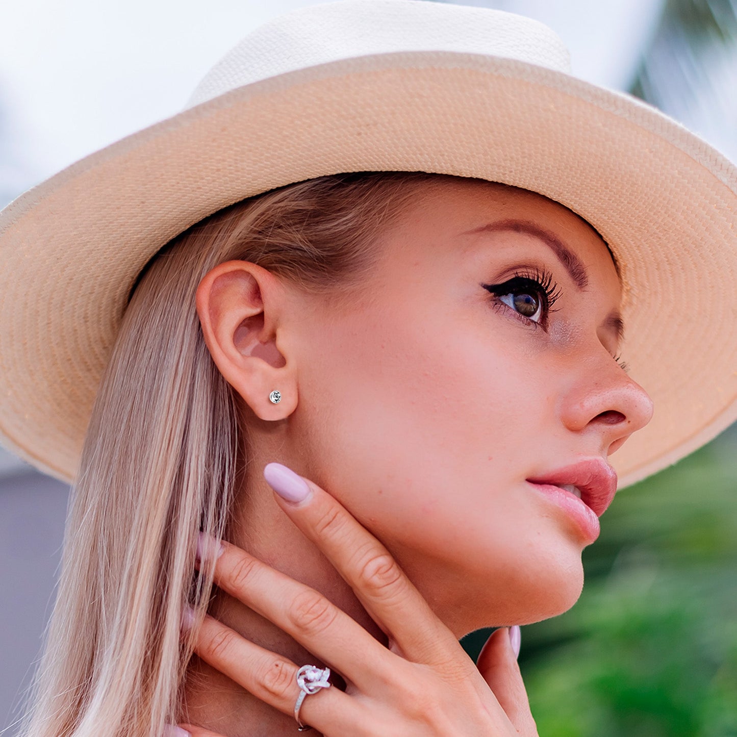 4mm CZ Gem Round Flat Back Stud Earrings - 1 Pair