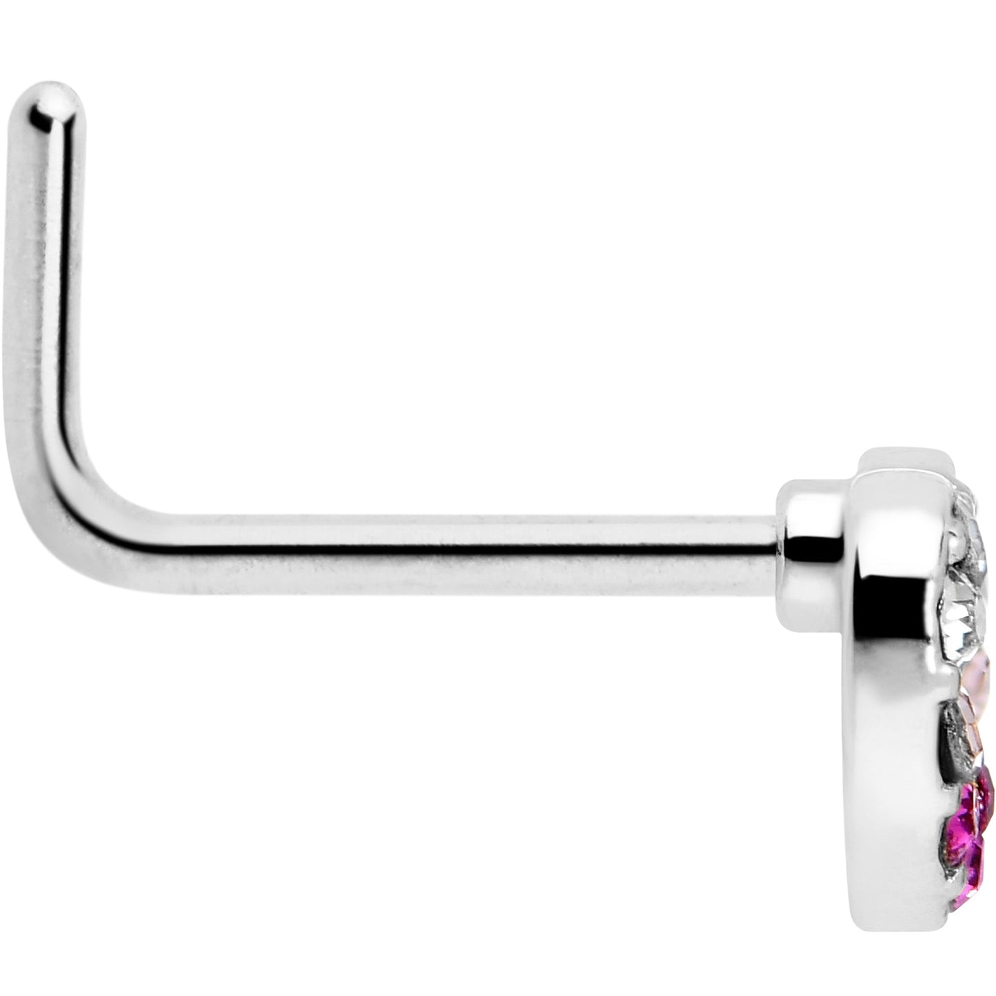 20G Romance Gem Open Heart L Shape Nose Ring