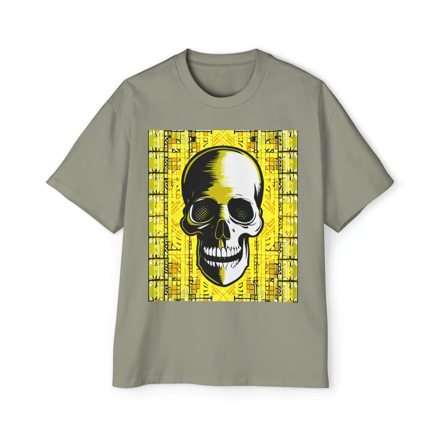 Goldgrid Skull Men's Heavy Oversized Tee - Lizard Vigilante