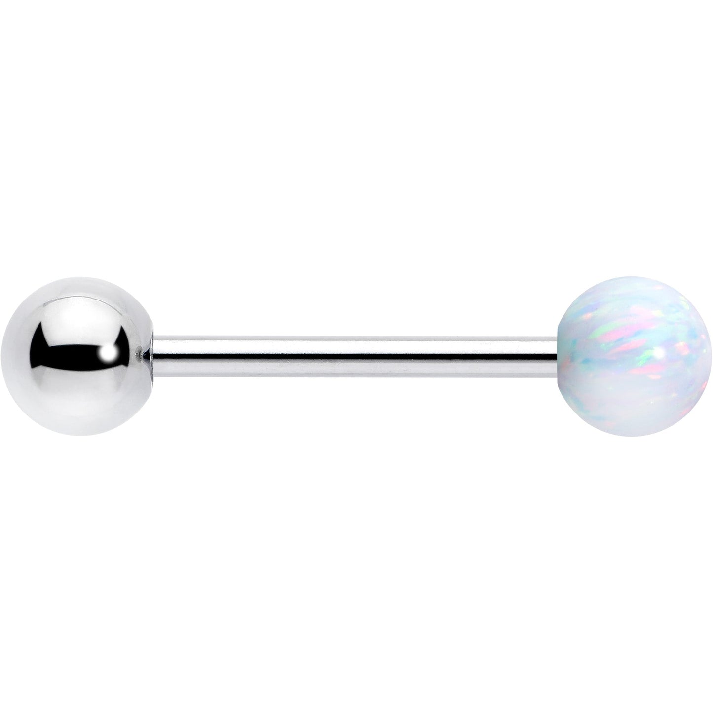 Synthetic Opal Hypoallergenic Titanium Barbell Tongue Ring