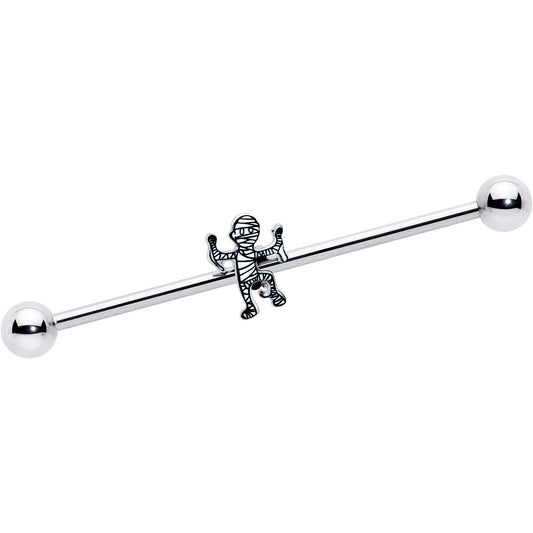14G Two Tone Halloween Mummy Industrial Barbell 38mm
