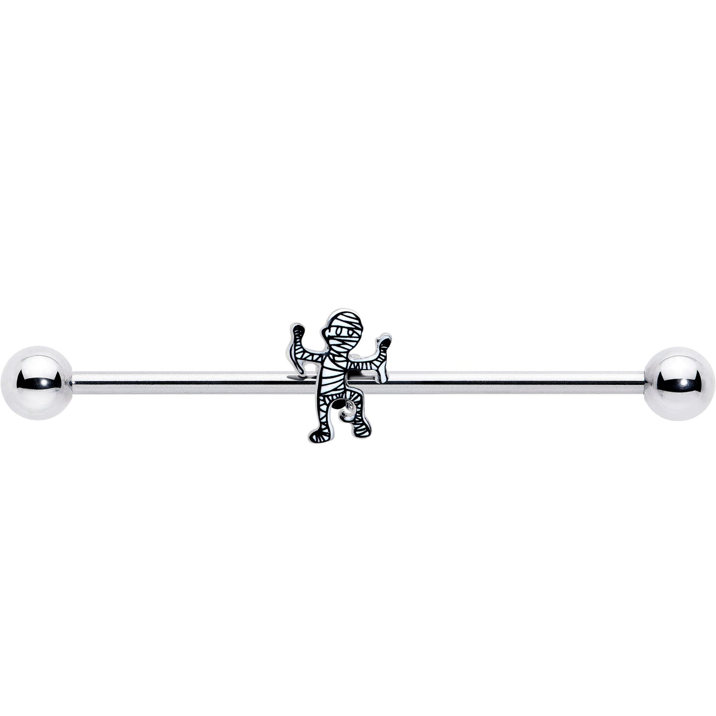 14G Two Tone Halloween Mummy Industrial Barbell 38mm
