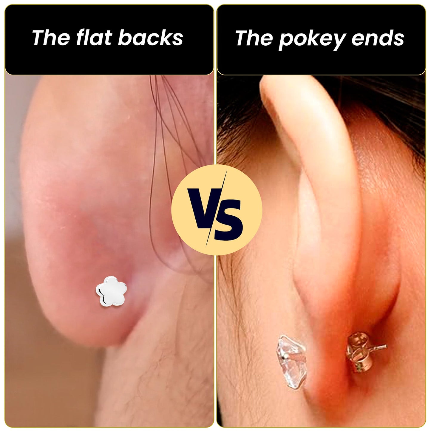 20G CZ Gem Ball Arch Butterfly Reversible Flower Flat Back Earring Set of 6