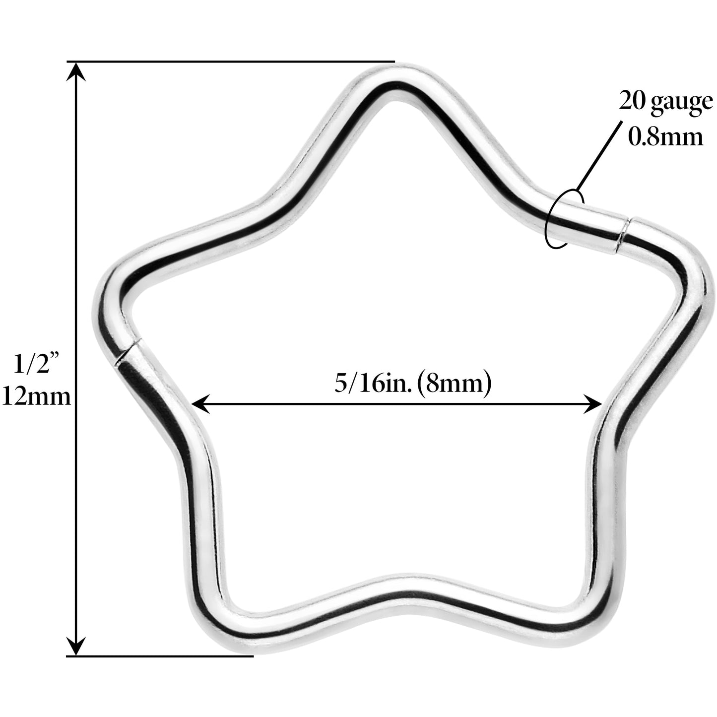 20G Seamless Hollow Star Nose Hoop Surgical Steel