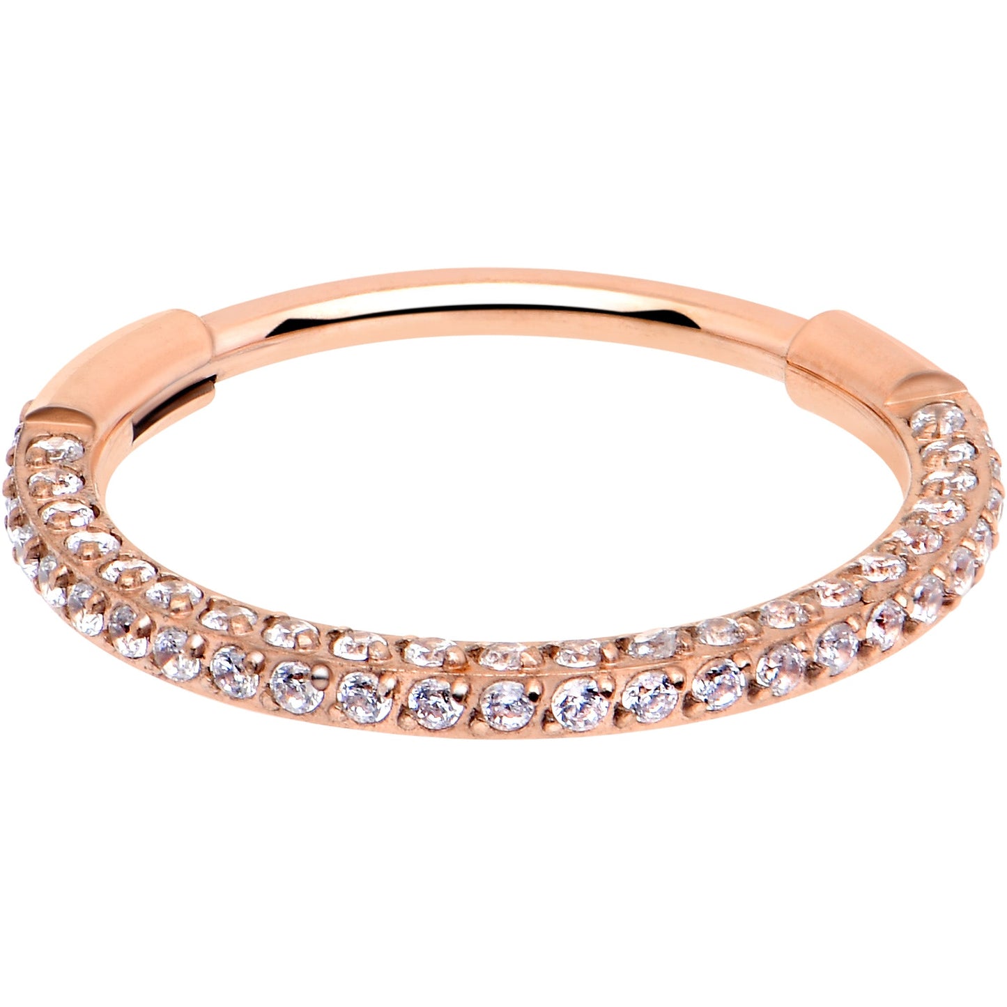 20G Rose Gold PVD Implant Grade Titanium Triple Sided Micro Gem Hinged Nose Hoop