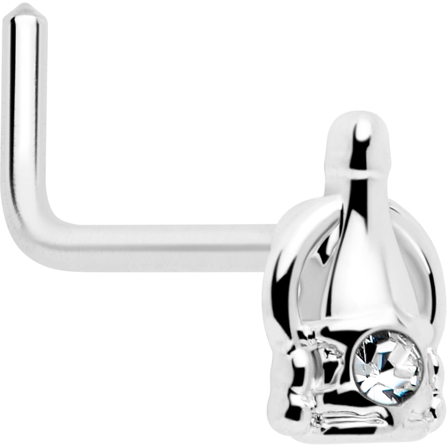20G 7mm Clear Gem Champagne Dreams L Shape Nose Ring